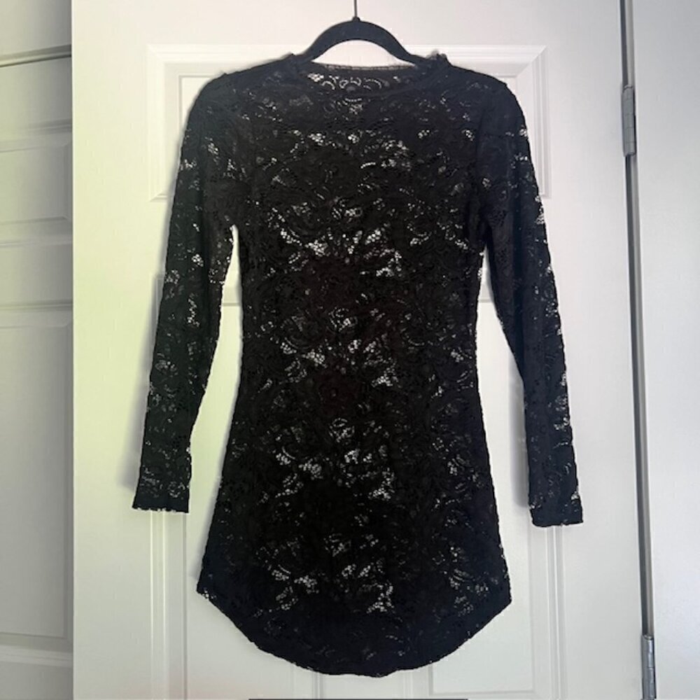 Sheer Lace Mini Dress